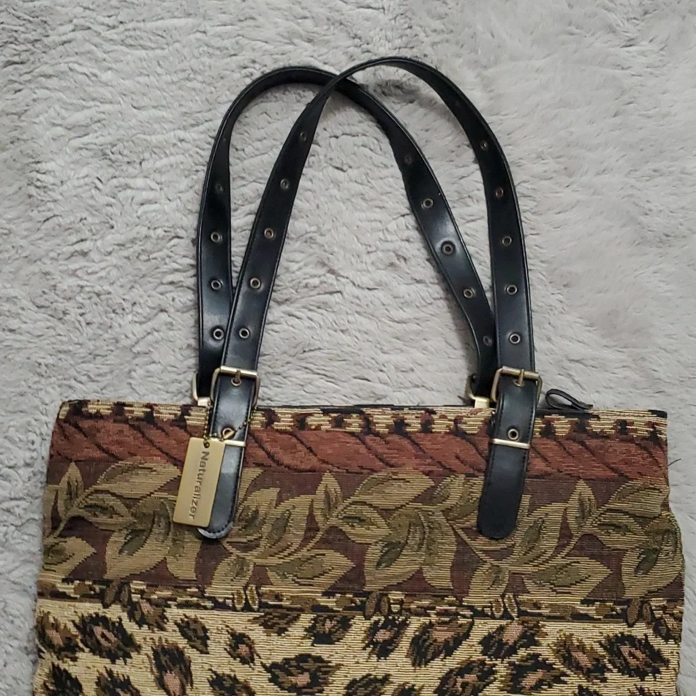 Vintage Naturalizer leaves pattern large tote bag